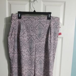 COUNTERPARTS, NWT, XL,  PALE PINK W/ BLACK DESIGNS, WOMEN'S PANTS